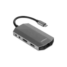 Хаб USB Rombica Type-C M7 USB 3.0 x 2 Type-C PD HDMI LAN картридер аудио+микрофон алюминий серый