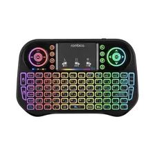 Мини-клавиатура rombica air touch rgb, беспроводная, для тв и пк , usb, touch , черная No brand