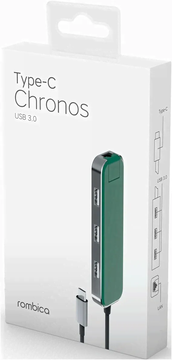 Rombica USB Type-C Хаб Rombica Type-C Chronos. Цвет: зеленый (tc-00252) картридер / usb-хаб-0
