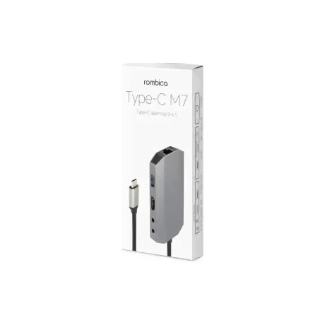 Хаб USB Rombica Type-C M7 USB 3.0 x 2 Type-C PD HDMI LAN картридер аудио+микрофон алюминий серый-0