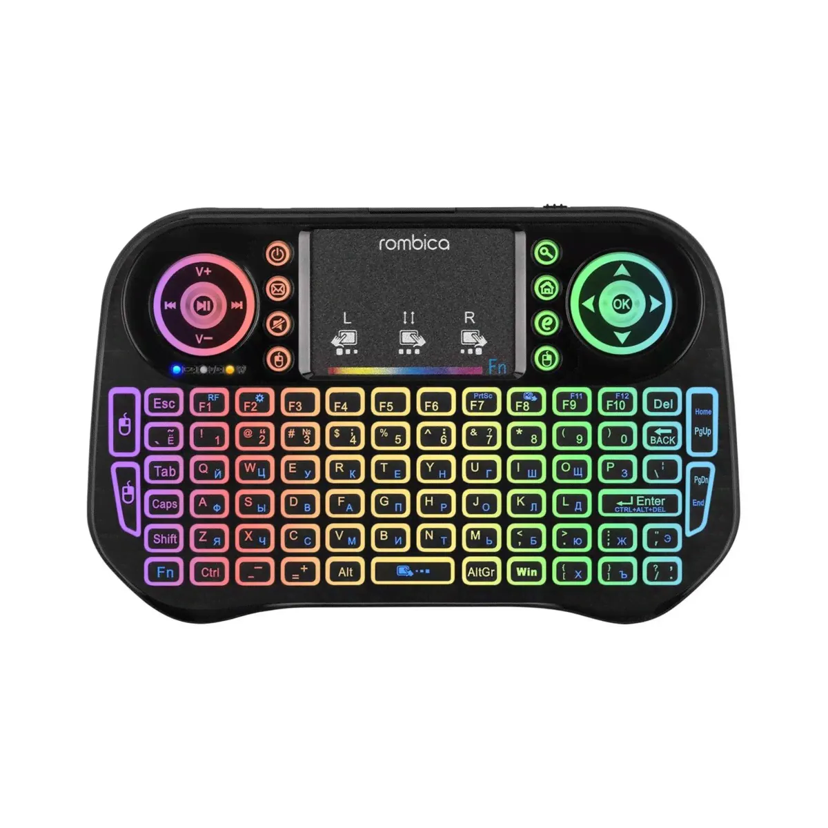 Мини-клавиатура rombica air touch rgb, беспроводная, для тв и пк , usb, touch , черная No brand-0