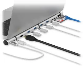 Разветвитель для компьютера Rombica Type-C Dock, USB 3.0 x 4, HDMI, картридер, LAN, PD, алюминий