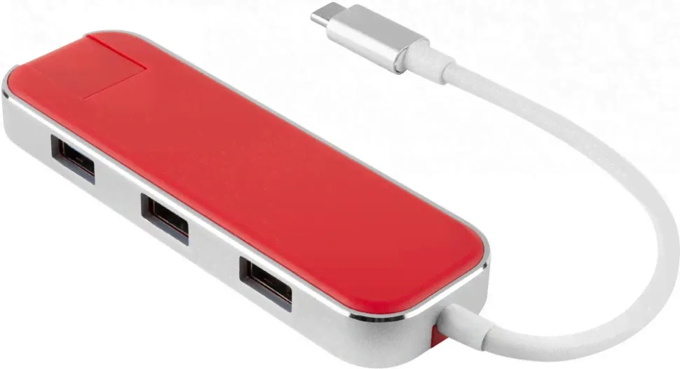USB хаб Rombica Type-C Chronos, красный-0