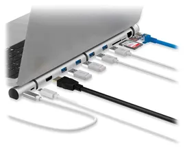 USB-концентратор Rombica Type-C Dock, разъемов: 8, серебристый