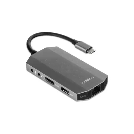 Хаб USB Rombica Type-C M7 USB 3.0 x 2 Type-C PD HDMI LAN картридер аудио+микрофон алюминий серый-3